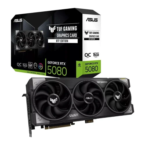 Видеокарта ASUS RTX5080 TUF GAMING BTF OC 16GB GDDR7 256bit 3xDP 2xHDMI 3FAN RTL (TUF-RTX5080-O16G-BTF-GAMING) (90YV0PU0-M0NA00)