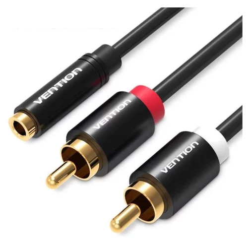 Кабель Vention аудио Jack 3,5 mm F/2RCA M - 2м Чёрный (VAB-R01-S200)