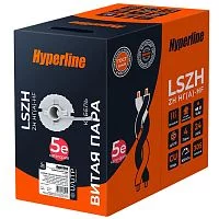 Кабель информационный Hyperline UUTP4R-C5E-S24-IN-LSZH-GY-305 кат.5E UTP 4 пары 24AWG LSZH внутренний 305м серый