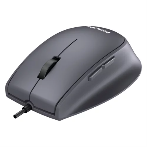 Philips Проводная Мышь SPK7327, 5 кноп., USB 2.0, 1600dpi, бесшумная, Чёрный (SPK7327B/60)