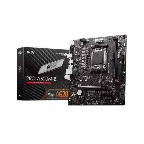 MSI PRO A620M-B A620, AM5, 2*DDR5, 1*PCIEx16, 1*PCIEx1, 1*M.2, 6*USB3.2Gen1, 6*USB2.0, 4*SATA3.0, 2.5G, VGA, HDMI, M-ATX, RTL