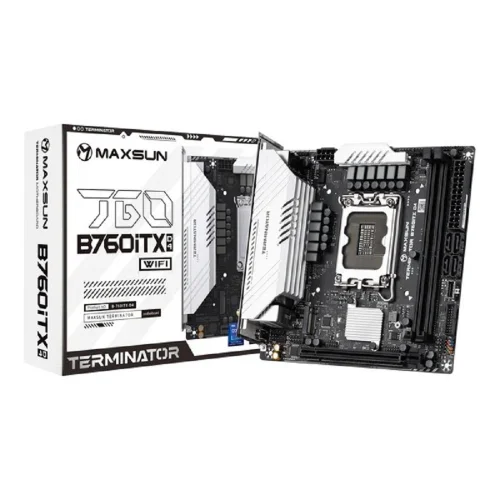 MAXSUN MS-Terminator B760ITX D4 WIFI V3 (Socket 1700, mini-ITX, 2*DDR4(64Gb), DP/HDMI, 4*SATA3, 2*M.2, 1xPCI-E 5.0 x16, 4*USB 3.2, 1*Type-C, LAN 1*2.5G, RTL)