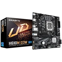 Материнская плата Gigabyte H610M D3W H610, LGA1700, 2*DDR5, 1*PCIEx16, 1*PCIEx1, 1*M.2, 1*TypeC, 3*USB3.2Gen1, 7*USB2.0, 4*SATA3.0, 1G, DP, HDMI, M-ATX, RTL