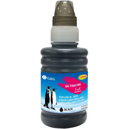 Чернила G&G GG-T6641BK черный 100мл для Epson L100, L110, L120, L130, L132, L210, L222 фото 2