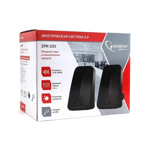 Gembird SPK-505, черный, 10 Вт, рег. громкости, USB-питание фото 4