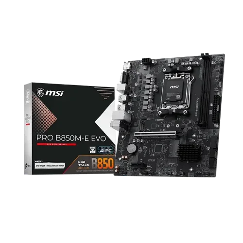 Материнская плата MSI PRO B850M-E EVO B850, AM5, 2*DDR5, 1*PCIEx16, 1*PCIEx1, 1*M.2, 6*USB3.2Gen1, 6*USB2.0, 4*SATA3.0, 2.5G, VGA, HDMI, M-ATX, RTL