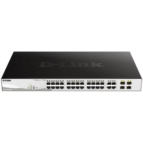 Коммутатор/ DGS-1210-28MP/FL Managed L2 Switch 24x1000Base-T PoE, 4xCombo 1000Base-T/SFP, PoE Budget 370W, Surge 6KV, CLI (DGS-1210-28MP/FL1A)