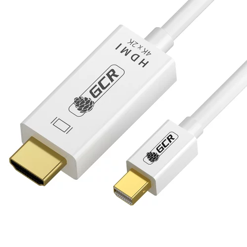 GCR Кабель-переходник 1.8m, mini DisplayPort ] HDMI, M/M, белый, поддержка 4K, GCR-55056