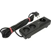 Сетевой фильтр/ Surge protector Pilot 3G 3xGP euro outlets, 10А/2.2кВа, 2xUSB, 5m, grafit (PILOT 3G 5M)