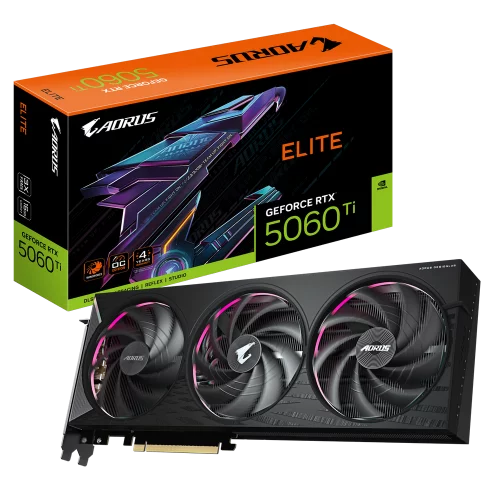 Видеокарта Gigabyte RTX5060Ti ELITE 16GB GDDR7 128bit 3xDP HDMI 3FAN RTL (GV-N506TAORUS E-16GD)