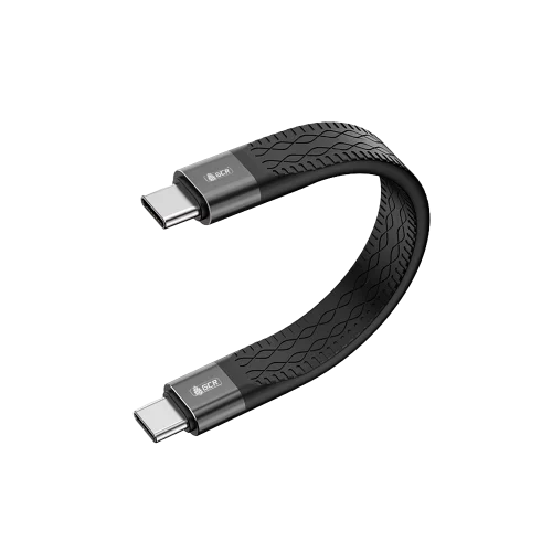 GCR PRO Кабель USB4 Type-C плоский, 0.2m, 40Gbps, 240W, 8K60Hz, M/M, черный, GCR-57140