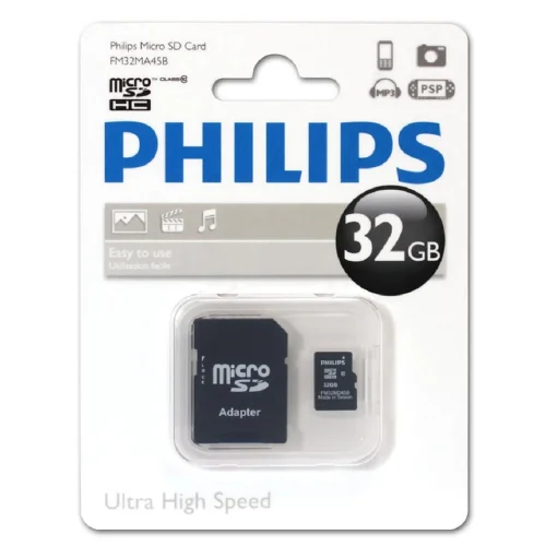 Micro SecureDigital 64GB Philips microSDHC Class 10 (SD адаптер) (FM64MA45B/97)