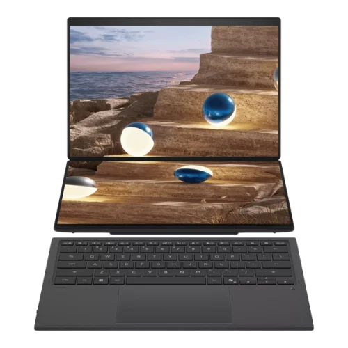 Ноутбук ASUS Zenbook Duo UX8407AA-SN197X Intel Core Ultra X9 388H/ LPDDR5X 32GB 2TB/ Intel Arc Graphics / 14 3K (2880 x 1800) OLED 16:10 TOUCH,WiFi 7+BT 5.4/ WIN11 PRO/ 1.65 kg/ Moher Gray/ Stylus+Sleeve (90NB16V1-M00900)