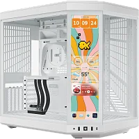 Корпус без блока питания/ Case HYTE Y70 Touch Infinite, Midi-Tower, TG, LCD, no fans, 2xUSB-A 3.2, 1xUSB Type-C, E-ATX, ATX, mATX, mITX White Snow (CS-HYTE-Y70TTI-WW)