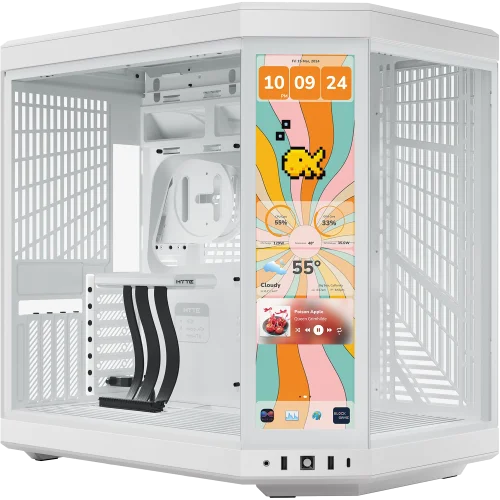 Корпус без блока питания/ Case HYTE Y70 Touch Infinite, Midi-Tower, TG, LCD, no fans, 2xUSB-A 3.2, 1xUSB Type-C, E-ATX, ATX, mATX, mITX White Snow (CS-HYTE-Y70TTI-WW)