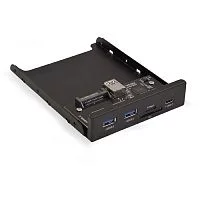 Exegate EX283578RUS Планка USB на переднюю панель ExeGate U3H-621, 3,5", 2*USB3.0+1*TypeC+1*SD+TF card, черная, металл, подсоединение к мат. плате