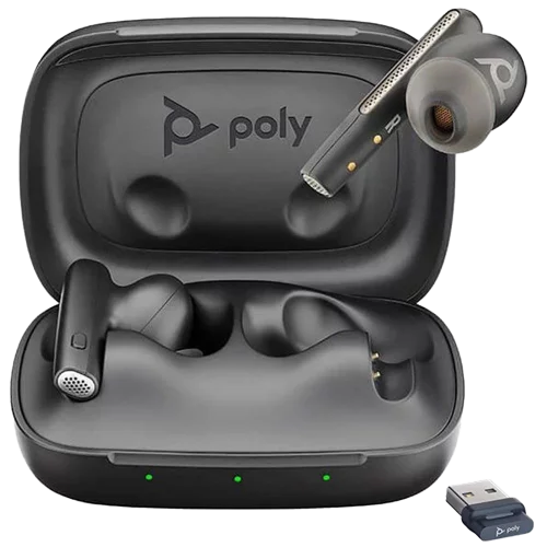Гарнитура беспроводная/ Poly Voyager Free 60 UC Carbon Black Earbuds, BT700 USB A adapter, Basic Charge Case (7Y8H3AA)