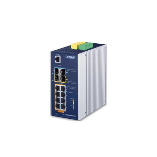 коммутатор/ PLANET IP30 Industrial L2+/L4 8-Port 1000T 802.3at PoE+ 2-port 100/1000X SFP + 2-port 10G SFP+ Full Managed Switch (-40 to 75 C, dual redundant power input on 48~56VDC terminal block, DIDO) (IGS-5225-8P2S2X)