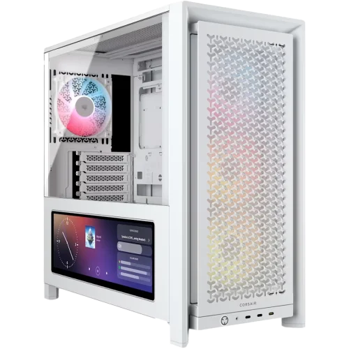 Корпус без блока питания/ Case Corsair Frame 4000D LCD RS ARGB, Midi-Tower, TG, 3x120mm ARGB, 3xUSB Type-C, E-ATX, ATX, mATX, mITX White (CC-9011327-WW)