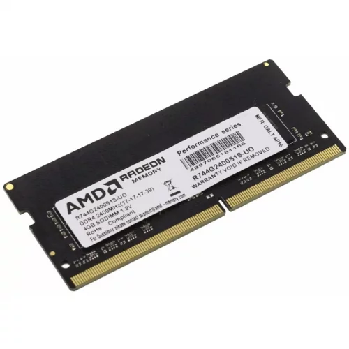 Модуль памяти AMD (R744G2400S1S-UO) (R744G2400S1S-UO) Модуль памяти AMD Radeon R7 Performance Series DDR4 SODIMM 4GB 2400MHz PC4-19200 CL17 260-pin 1.2V OEM (R744G2400S1S-UO)