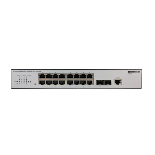 Коммутатор/ Управляемый L2 коммутатор, 16x1000Base-T, 2x1000Base-X SFP, консольный порт RJ-45, комплект для установки в 19