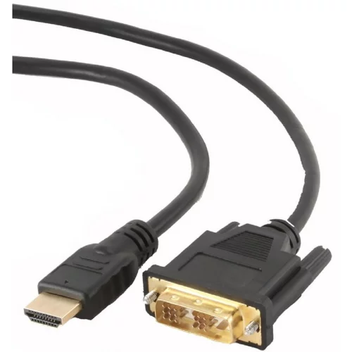 Кабель HDMI-DVI Cablexpert, 0.5м, 19M/ 19M, single link, черный, позол.разъемы, экран, пакет (CC-HDMI-DVI-0.5M)