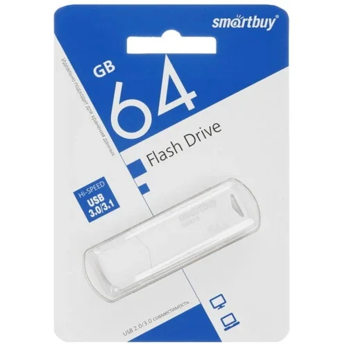 Smartbuy USB Drive 64GB CLUE White (SB64GBCLU-W3) UFD 3.0/ 3.1