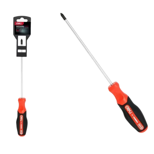 Крестовая DL3456 PH1x75мм сталь S2, матовый стержень, двухкомпонентная прорезиненная рукоять