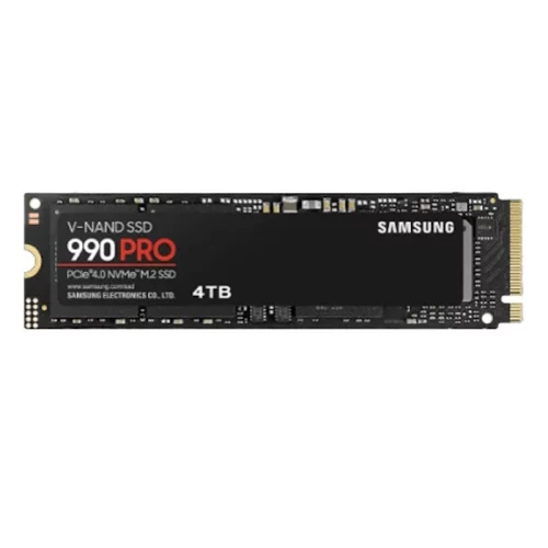 Твердотельный накопитель/ Samsung SSD 990 PRO, 4000GB, M.2(22x80mm), NVMe 2.0, PCIe 4.0 x4, V-NAND TLC, R/W 7450/6900MB/s, IOPs 1 400 000/1 550 000, DRAM buffer 4096MB, TBW 2400, DWPD 0.33, with Heatsink (12 мес. (MZ-V9P4T0CW)