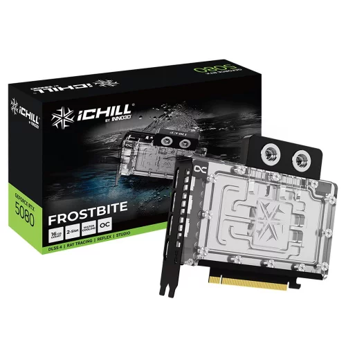 Видеокарта INNO3D RTX5080 ICHILL FROSTBITE 16GB GDDR7 256bit 3xDP HDMI 3FAN RTL (C50803-16D7X-1760FB)