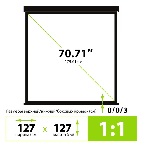 Экран Cactus Wallscreen CS-PSW-127X127-BK 127х127см 1:1 настенно-потолочный рулонный черный