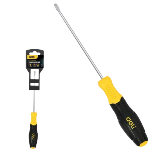Шлицевая отвертка Deli DL6383001N 8х300мм сталь Cr-V, двухкомпонентная прорезиненная рукоять