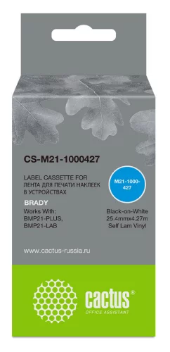 Картридж ленточный Cactus CS-M21-1000427 черный на белом 25.4x4.27 для Brady BMP21-PLUS, BMP21, BMP21-LAB