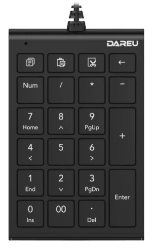 Клавиатура проводная Dareu LK22 Black, черный, цифровой блок, Numpad (LK22 BLACK)