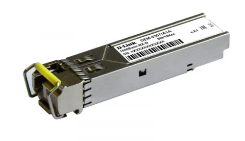 D-Link 330T/10KM/A1B WDM SFP-трансивер с 1 портом 1000Base-BX-D (Tx:1550 нм, Rx:1310 нм) для одномодового оптического кабеля (до 10 км, разъем Simplex LC)