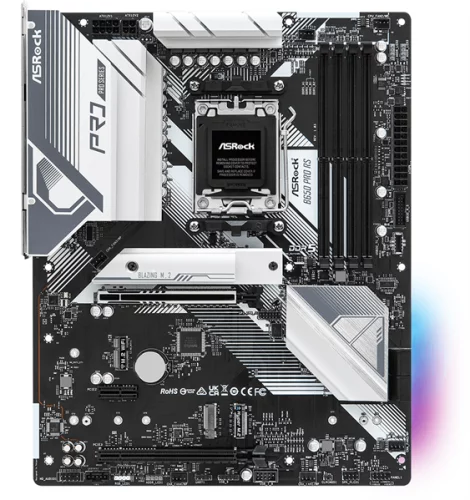 Материнская плата ASROCK B650 PRO RS, AM5, B650, 4*DDR5, 4*SATA, 3*M.2, 3*USB 3.2, 6*USB 2.0, Type-C, 2*PCIx16, 1*PCIx1, 1*M.2 (Key E), HDMI+DP, ATX