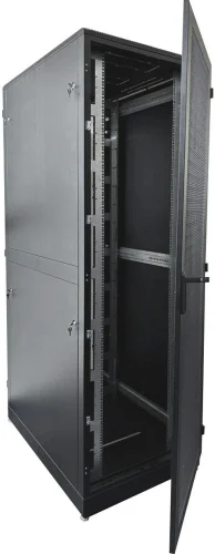 Шкаф телекоммуникационный напольный 42U (600x1000) дверь перфорированная 2 шт., цвет чёрный (ШТК-М-42.6.10-44АА-9005) фото 2