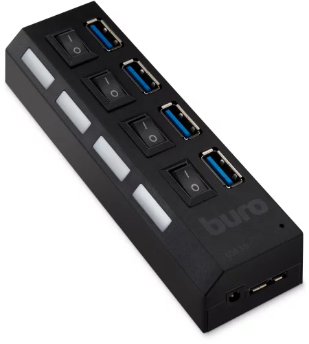 Разветвитель USB 3.0 Buro BU-HUB4-U3.0-L 4порт. черный фото 2
