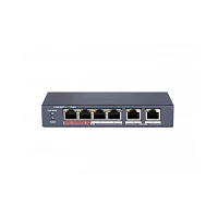 Сетевой неуправляемый коммутатор 4 RJ45 1000M PoE порта; 1 Uplink порт 1000М Ethernet; PoE: IEEE802.3af IEEE802.3at; бюджет PoE 35Вт; поддержка режима передачи до 100? (DS-S504GP)