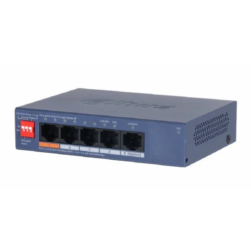 DAHUA DH-CS4005-4GT-60 4-портовый гигабитный PoE коммутатор с функцией облачного управления, 4 RJ45 10/100/1000Мбит/с (PoE/PoE+/Hi-PoE), 1 RJ45 10/100/1000Мбит/с (uplink), суммарно 60Вт фото 2