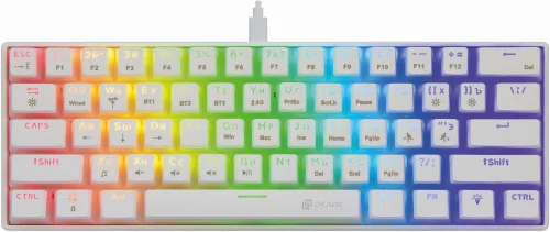 Клавиатура Оклик K763W механическая белый USB беспроводная BT/ Radio Multimedia for gamer LED (1920562)