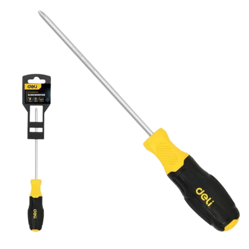 Крестовая отвертка Deli DL636200N PH2x200мм сталь Cr-V, двухкомпонентная прорезиненная рукоять