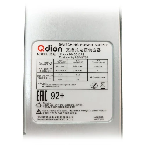 Блок питания Qdion 400W (U1A-K10400-DRB) (U1A-K10400-DRB) Блок питания Qdion 400W RPS (U1A-K10400-DRB) фото 2