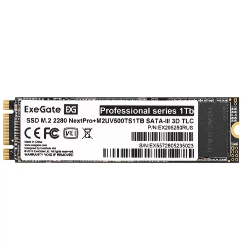 Exegate SSD M.2 2280 1Tb ExeGate NextPro+ M2UV500TS1TB (SATA-III, 22x80mm, 3D TLC) [EX295280RUS] фото 2