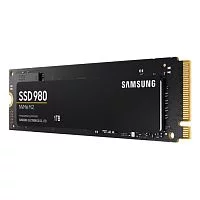 Твердотельные накопители/ Samsung SSD 980, 1000GB, M.2(22x80mm), NVMe 1.4, PCIe 3.0 x4, 3-bit MLC, R/W 3500/3000MB/s, IOPs 500 000/480 000, TBW 600, DWPD 0.33 (12 мес.) (MZ-V8V1T0BW)