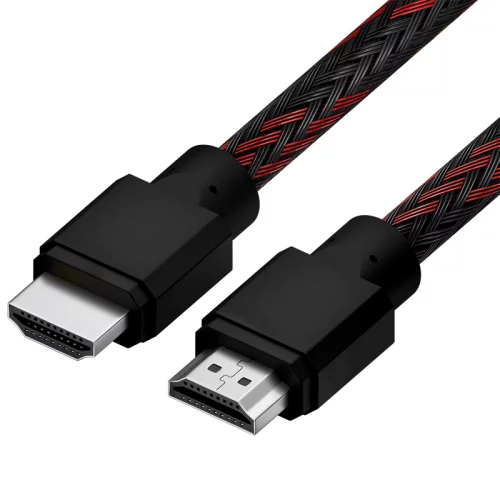 Кабель 1.0m HDMI 2.0, BICOLOR черно-красный нейлон, Ultra HD, 4K 60 fps 60Hz/5K*30Hz, 3D, AUDIO, 18.0 Гбит/с, 28AWG (4PH-R90012)