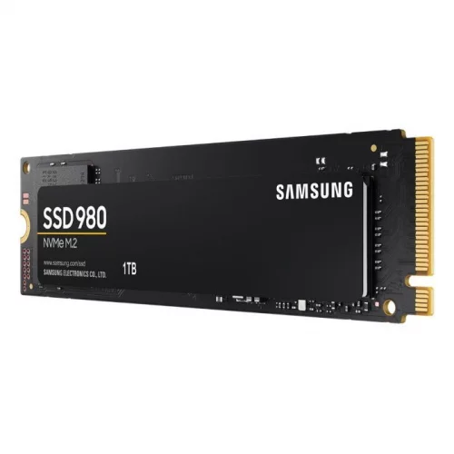 Твердотельные накопители/ Samsung SSD 980, 1000GB, M.2(22x80mm), NVMe 1.4, PCIe 3.0 x4, 3-bit MLC, R/W 3500/3000MB/s, IOPs 500 000/480 000, TBW 600, DWPD 0.33 (12 мес.) (MZ-V8V1T0BW)