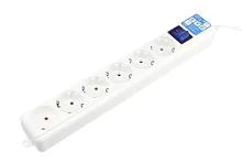 Power Cube сетевой фильтр PRO, 5 метров, 6 розеток (5 с заземлением + 1 без заземления), 16А/3,5кВт, cечение провода: 3х1,5мм2, цвет белый, гарантия (SPL6-16-P-5M)