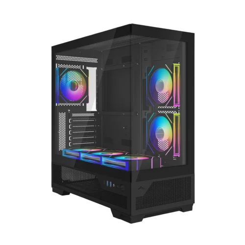 Корпус Компьютер без блока питания/ Case SAMA V43 Black, Midi-Tower, TG, 6x120mm ARGB, 2xUSB 3.0 + 1xUSB 3.2 Type-C, ATX, mATX, mITX Black (V43-BKADA6X1-GL)