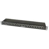 Устройство грозозащиты OSNOVO SP-IP24/100R Устройство грозозащиты для локальной вычислительной сети (скорость до 100 Мбит/с) на 24 порта. Двухступенчатая защита. Максимальное длительное рабочее напряжение (Uc) 6V. Номинальн